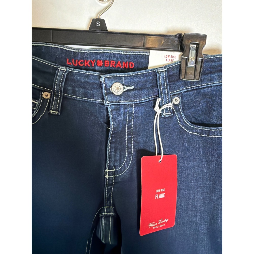 NWT Lucky Brand Womens Low Rise Flare Jeans Dark Wash Advanced Stretch 4/27A NEW - Picture 2 of 7